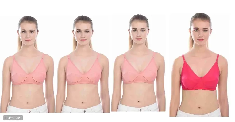 Comfy Cotton Blend Solid Non Padded Bra Pack of 4-thumb0