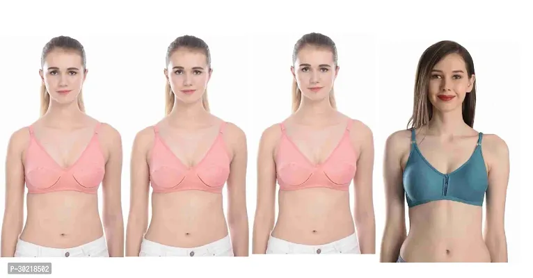 Comfy Cotton Blend Solid Non Padded Bra Pack of 4-thumb0