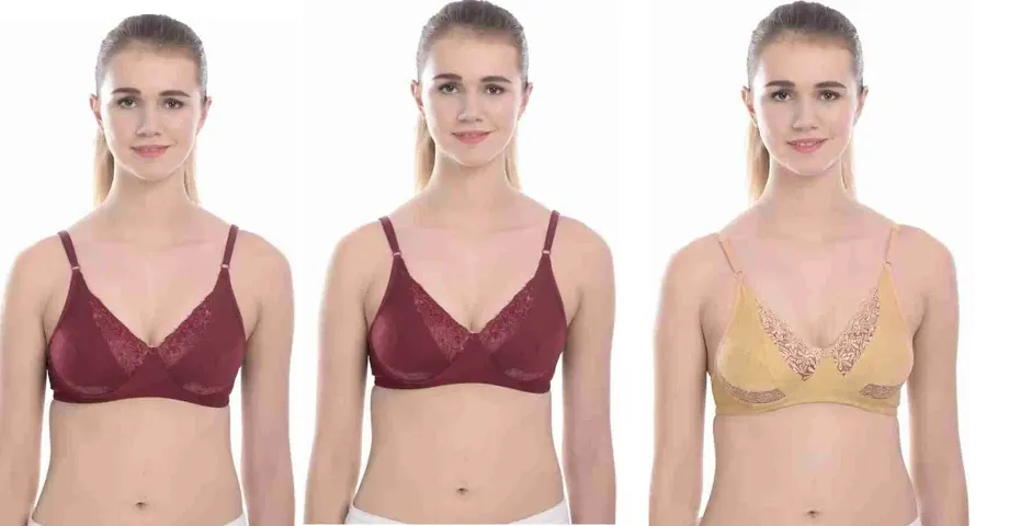 Comfy Blend Solid Non Padded Bra Pack of 3