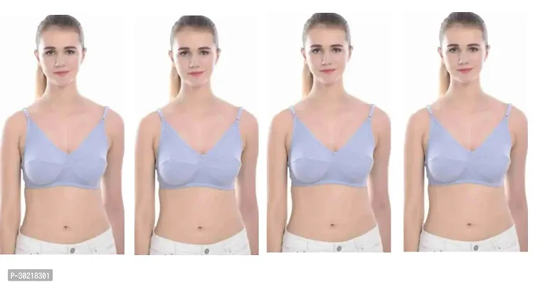 Comfy Cotton Blend Solid Non Padded Bra Pack of 4