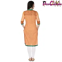 DESI CHHOKRI Orange Crew Neck Cotton  Chanderi Kurti-thumb3