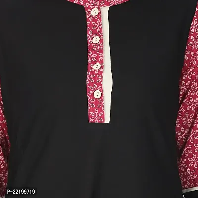 DESI CHHOKRI Pink  Black Crew Neck Cotton Kurti-thumb5