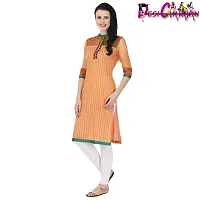 DESI CHHOKRI Orange Crew Neck Cotton  Chanderi Kurti-thumb1