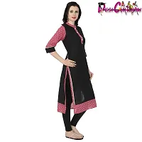 DESI CHHOKRI Pink  Black Crew Neck Cotton Kurti-thumb2