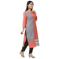 DESI CHHOKRI Peach Cotton Straight Kurti for Women-thumb2