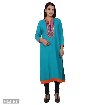 Desi Chhokri Blue Casual Kurti For Women, Made of Rayon Cotton