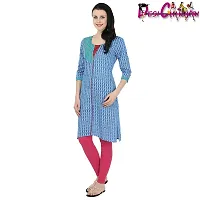 DESI CHHOKRI Blue Round Neck Cotton Kurti-thumb1