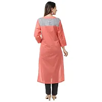 DESI CHHOKRI Peach Cotton Straight Kurti for Women-thumb3