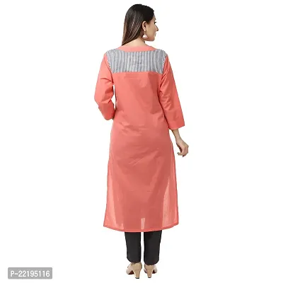 DESI CHHOKRI Peach Cotton Straight Kurti for Women-thumb4