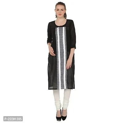 DESI CHHOKRI Women Cotton A-Line Kurti (DC_01_BLK-L)-thumb0