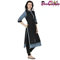 DESI CHHOKRI Black  Blue Crew Neck Cotton Kurti-thumb2