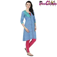 DESI CHHOKRI Blue Round Neck Cotton Kurti-thumb2