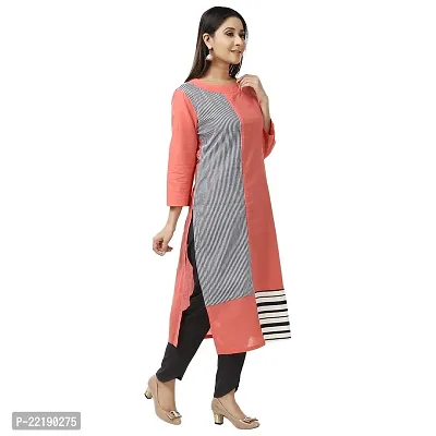 DESI CHHOKRI Peach Cotton Straight Kurti for Women-thumb5