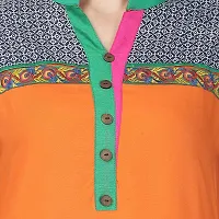 DESI CHHOKRI Orange  Green Chinese Collar Rayon Kurti-thumb4