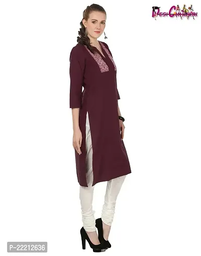 DESI CHHOKRI Women Cotton A-Line Kurti (DC_05_MRN-XL)-thumb3