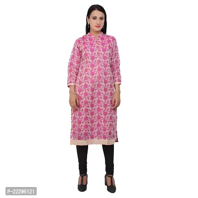 DESI CHHOKRI Pink Casual Kurti for Women, Made of Chanderi Cotton