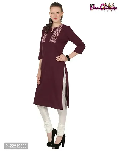 DESI CHHOKRI Women Cotton A-Line Kurti (DC_05_MRN-XL)-thumb2