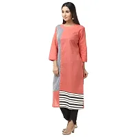 DESI CHHOKRI Peach Cotton Straight Kurti for Women-thumb1