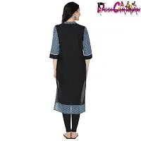 DESI CHHOKRI Black  Blue Crew Neck Cotton Kurti-thumb3