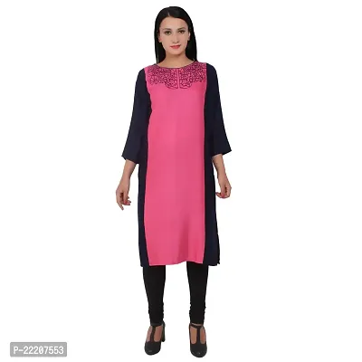 Desi Chhokri Pink  Black Casual Kurti For Women, Made of Rayon Cotton