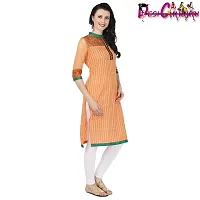 DESI CHHOKRI Orange Crew Neck Cotton  Chanderi Kurti-thumb2