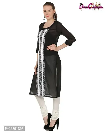 DESI CHHOKRI Women Cotton A-Line Kurti (DC_01_BLK-L)-thumb2