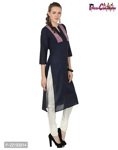 DESI CHHOKRI Women Cotton A-Line Kurti (DC_05_N.BLU-L)-thumb3