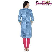 DESI CHHOKRI Blue Round Neck Cotton Kurti-thumb3