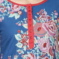 DESI CHHOKRI Blue  Red Round Neck Cotton Kurti-thumb4