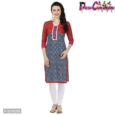 DESI CHHOKRI Maroon  Blue Chinese Collar Cotton Kurti