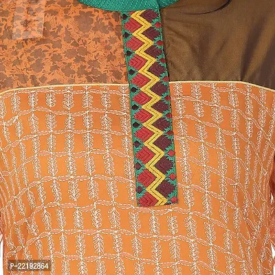 DESI CHHOKRI Orange Crew Neck Cotton  Chanderi Kurti-thumb5