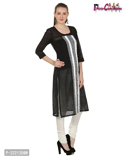 DESI CHHOKRI Women Cotton A-Line Kurti (DC_01_BLK-M)-thumb3