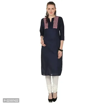 DESI CHHOKRI Women's Cotton A-Line Kurti (Navy Blue, Medium)-thumb0