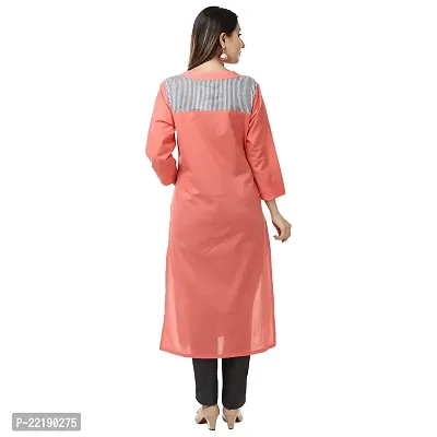 DESI CHHOKRI Peach Cotton Straight Kurti for Women-thumb3