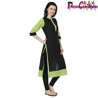 DESI CHHOKRI Black  Green Crew Neck Cotton Kurti-thumb2