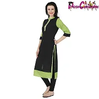 DESI CHHOKRI Black  Green Crew Neck Cotton Kurti-thumb1