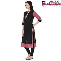 DESI CHHOKRI Pink  Black Crew Neck Cotton Kurti-thumb1