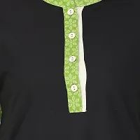 DESI CHHOKRI Black  Green Crew Neck Cotton Kurti-thumb4