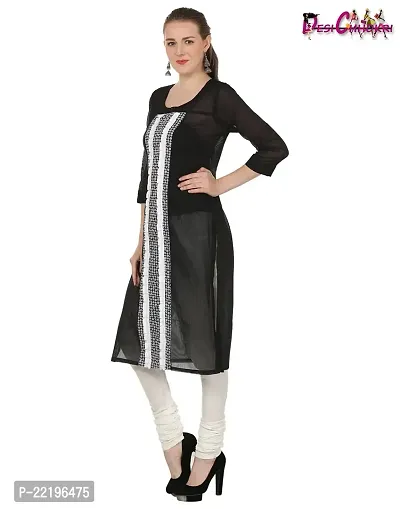 DESI CHHOKRI Women Cotton A-Line Kurti (DC_01_BLK-XL)-thumb2