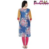 DESI CHHOKRI Blue  Red Round Neck Cotton Kurti-thumb3