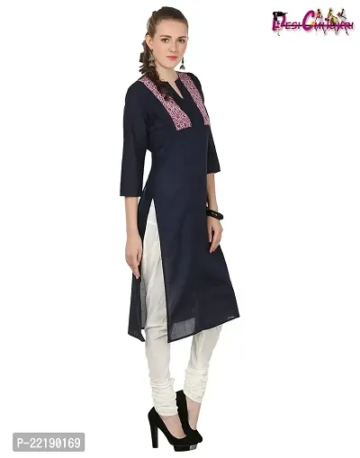 DESI CHHOKRI Women Cotton A-Line Kurti (DC_05_N.BLU-XL)-thumb3