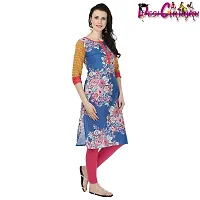 DESI CHHOKRI Blue  Red Round Neck Cotton Kurti-thumb2