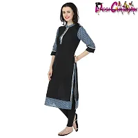 DESI CHHOKRI Black  Blue Crew Neck Cotton Kurti-thumb1