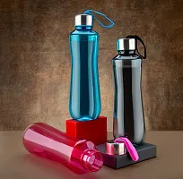 Ezreal H2O Round Multicolor 6 Pcs Fridge Water Bottle 1000 ml Bottle  (Pack of 6, Black, Blue, Pink, Plastic)-thumb2