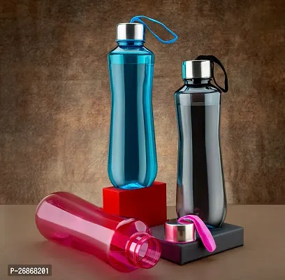 Ezreal H2O Round Multicolor 6 Pcs Fridge Water Bottle 1000 ml Bottle  (Pack of 6, Black, Blue, Pink, Plastic)-thumb3