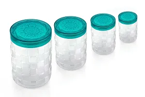 100% Unbreakable Air Tight Kitchen Plastic Storage Containers Jars Combo Set - 350ml, 650ml, 1200ml Plastic Grocery Container (Pack of 12, Sea Green)-thumb2