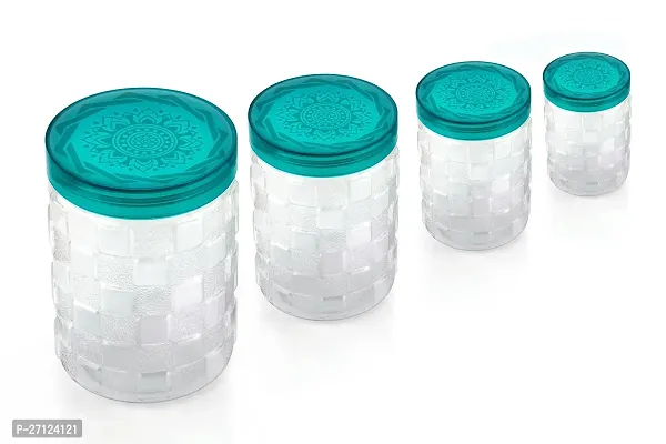 100% Unbreakable Air Tight Kitchen Plastic Storage Containers Jars Combo Set - 350ml, 650ml, 1200ml Plastic Grocery Container (Pack of 12, Sea Green)-thumb3