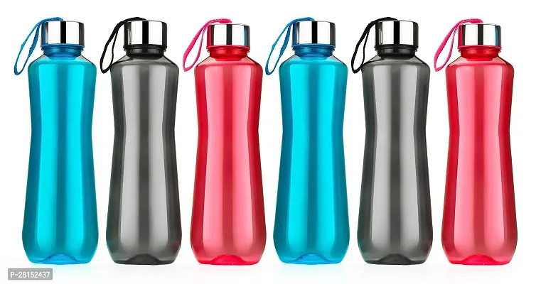 Trendy 1000ml Water Bottle, Leakproof BPA  Toxic Free, Motivational Round Water Bottle with Times to Drink and Straw, Fitness Sports Water Bottle with Strap for Office, Gym, Outdoor Sports (Pack Of 6
