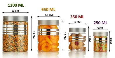 Air Tight Kitchen Plastic Storage Containers Jars Combo Set - 250ml, 350ml, 650ml, 1200ml (Pack of 24, Silver)-thumb2