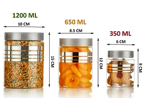 100% Unbreakable Air Tight Kitchen Plastic Storage Containers Jars Combo Set - 350ml, 650ml, 1200ml Plastic Grocery Container (Pack of 18, Silver)-thumb2